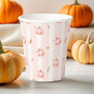 Kleine Pompoen Boog Herfst Bloemige Baby Shower Papieren Bekers
