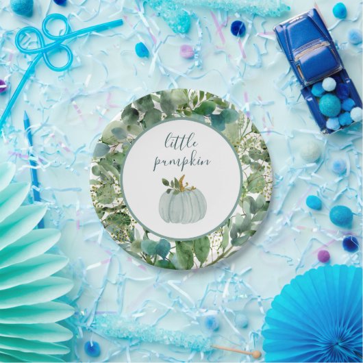 Kleine pompoen Borden Blauwe kleine pompoenBaby Papieren Bordje (Feest)