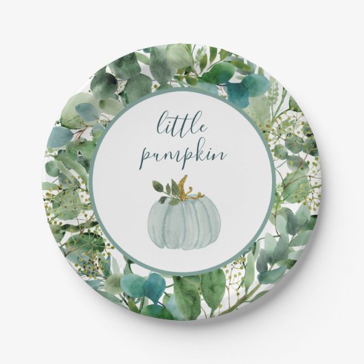 Kleine pompoen Borden Blauwe kleine pompoenBaby Papieren Bordje (Voorkant)