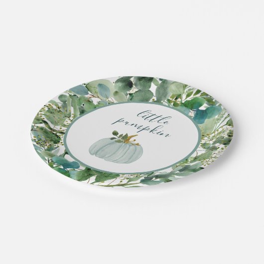 Kleine pompoen Borden Blauwe kleine pompoenBaby Papieren Bordje (Gekanteld)