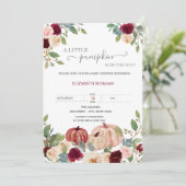 Kleine Pompoen Burgundy Bloemen Baby Shower Kaart (Staand voorkant)
