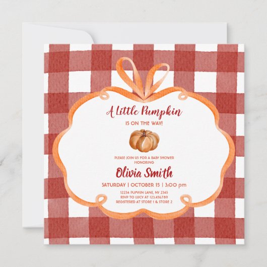 Kleine Pompoen Burgundy Lint Frame Baby Shower (Voorkant)