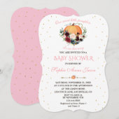 Kleine Pompoen Burgundy Navy Bloemige Baby Shower Kaart (Voorkant / Achterkant)