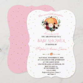 Kleine Pompoen Burgundy Navy Bloemige Baby Shower Kaart