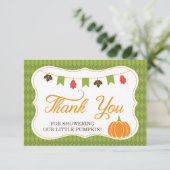 Kleine pompoen dank je kaart, Herfst, herfst Bedankkaart (Staand voorkant)