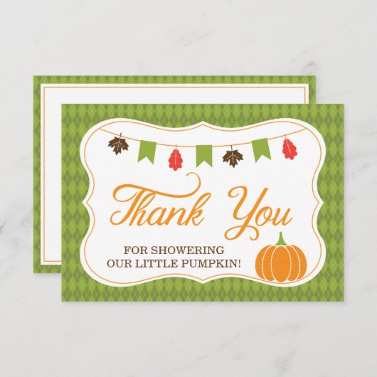 Kleine pompoen dank je kaart, Herfst, herfst Bedankkaart (Voorkant / Achterkant)