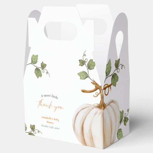 Kleine pompoen Dank u Baby shower Bedankdoosjes (Geopend)