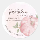 Kleine pompoen Dank u Herfst Herfst Baby shower Ronde Sticker (Voorkant)