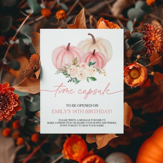 Kleine pompoen die één keer een capsuleteken draai poster