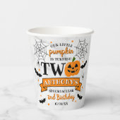 Kleine pompoen die twee Halloween 2e verjaardag dr Papieren Bekers (Achterkant)