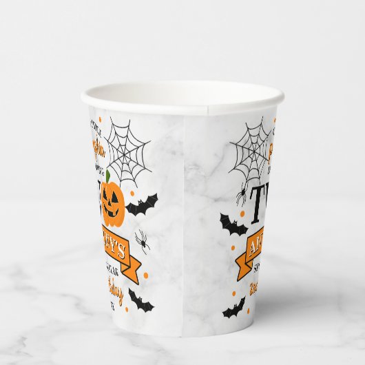 Kleine pompoen die twee Halloween 2e verjaardag dr Papieren Bekers (Rechts)