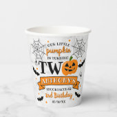 Kleine pompoen die twee Halloween 2e verjaardag dr Papieren Bekers (Voorkant)