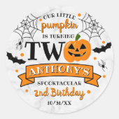 Kleine pompoen die twee Halloween 2e verjaardag dr Ronde Sticker (Voorkant)