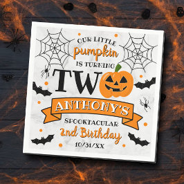 Kleine pompoen die twee Halloween 2e verjaardag dr Servet