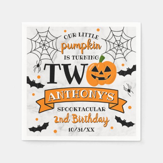 Kleine pompoen die twee Halloween 2e verjaardag dr Servet (Voorkant)