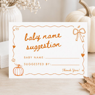 Kleine Pompoen Doodle Baby Naam Suggestie Kaart