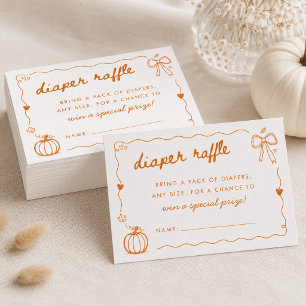 Kleine Pompoen Doodle Baby Shower Luier Raffle Informatiekaartje