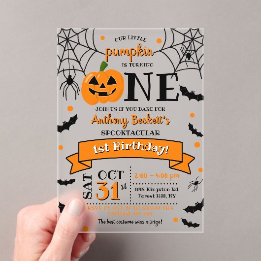 Kleine pompoen draaien 11e verjaardag van een hall acryl uitnodigingen (Insitu (Draagbaar))