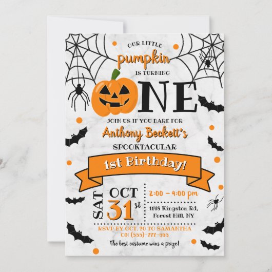 Kleine pompoen draaien 11e verjaardag van een hall kaart (Voorkant)