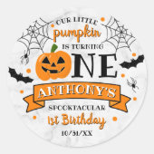 Kleine pompoen draaien 11e verjaardag van een hall ronde sticker (Voorkant)