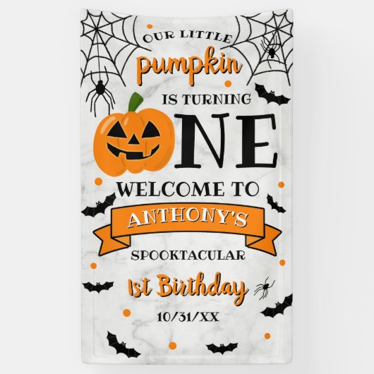 Kleine pompoen draaien 11e verjaardag van een hall spandoek (Verticaal)