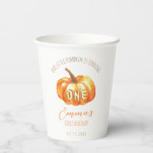 Kleine pompoen draaien 1 herfst eerste verjaardag papieren bekers (Achterkant)