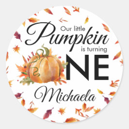 Kleine pompoen draaien een herfst Herfst Birthday Ronde Sticker