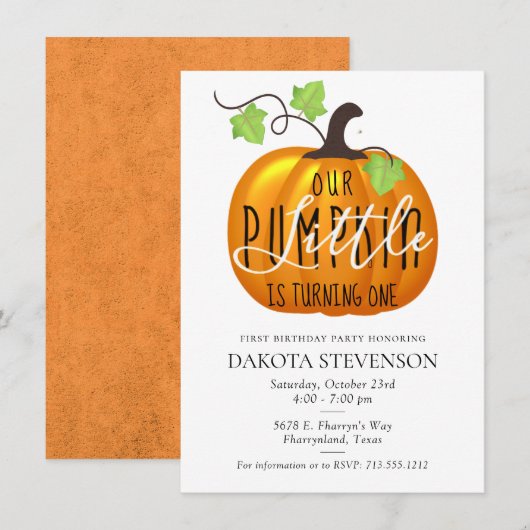 Kleine pompoen draaien een | Partij voor de verjaa Kaart (Voorkant / Achterkant)