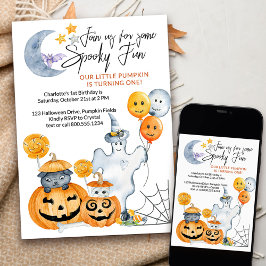 Kleine pompoen draaien een spooky plezier 1e verja kaart