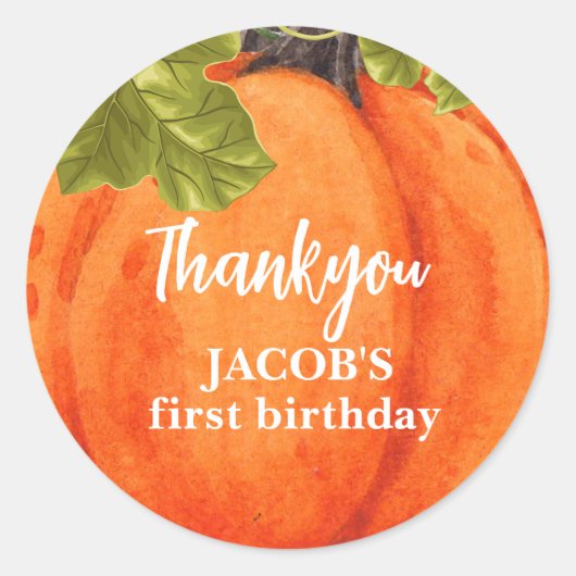 Kleine pompoen draaien een verjaardag gunst ronde sticker (Voorkant)