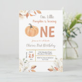 Kleine Pompoen Draaien Een Verjaardag uitnodiging (Staand voorkant)