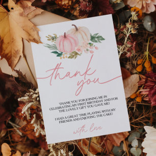 Kleine pompoen draait een verjaardag bedankkaart kaart