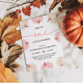 Kleine pompoen draait één verjaardag kaart