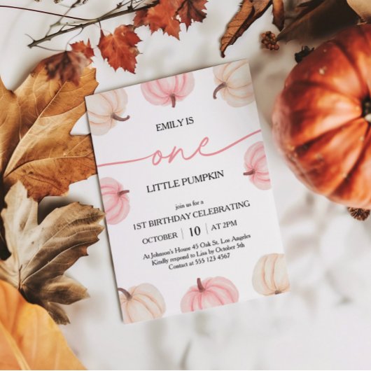 Kleine pompoen draait één verjaardag kaart