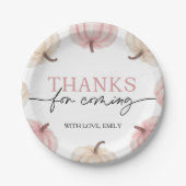 Kleine pompoen draait één verjaardag papieren bordje (Voorkant)