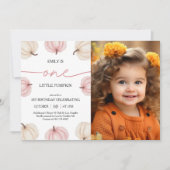 Kleine pompoen draait één verjaardagsfoto kaart (Voorkant)