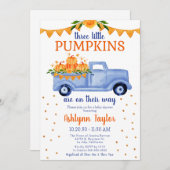 Kleine Pompoen Drie-eiige Jongen Baby Shower Kaart (Voorkant / Achterkant)