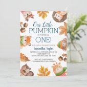 Kleine pompoen, één, één verjaardag, Invitati Kaart (Staand voorkant)