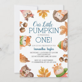 Kleine pompoen, één, één verjaardag, Invitati Kaart