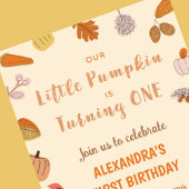 Kleine Pompoen Eén Jaar Halloween 1e Verjaardag Kaart
