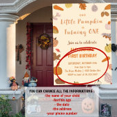 Kleine Pompoen Eén Jaar Halloween 1e Verjaardag Kaart