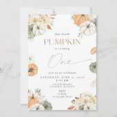 Kleine pompoen, één worden, 1e verjaardag kaart (Voorkant)