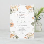 Kleine pompoen, één worden, 1e verjaardag kaart (Staand voorkant)