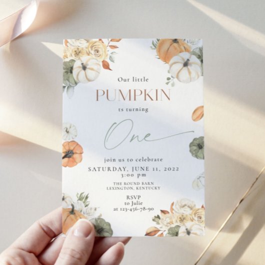 Kleine pompoen, één worden, 1e verjaardag kaart