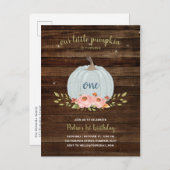 Kleine pompoen eerste verjaardag 1e jongen Herfst Uitnodiging Briefkaart (Voorkant / Achterkant)