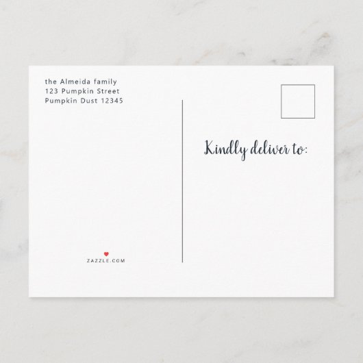 Kleine pompoen eerste verjaardag 1e jongen Herfst Uitnodiging Briefkaart (Achterkant)