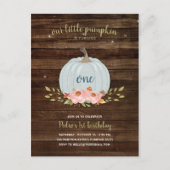 Kleine pompoen eerste verjaardag 1e jongen Herfst Uitnodiging Briefkaart (Voorkant)