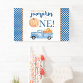 Kleine Pompoen Eerste Verjaardag blauwe vrachtwage Spandoek (Insitu)