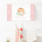 Kleine Pompoen Eerste Verjaardag bloemenroze plaid Spandoek (Insitu)