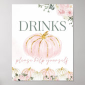 Kleine pompoen eerste verjaardag Drinken Bar Sign Poster (Voorkant)